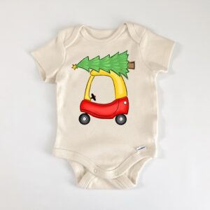 red car christmas tree little baby boy girl clothes infant bodysuit