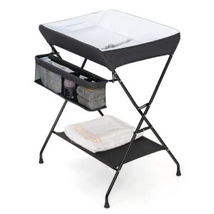 black folding wide nursery diaper baby changing table