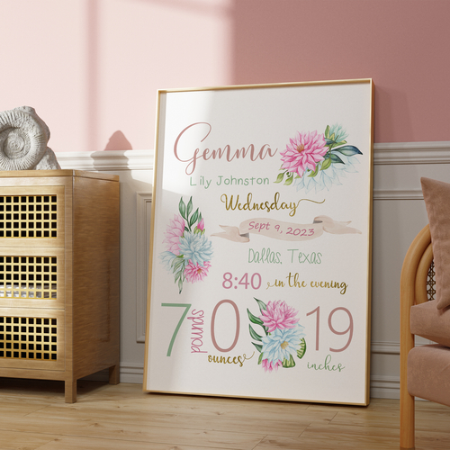 personalized wildflower baby gift, nursery decor personalized wildflower baby gift, nursery decor